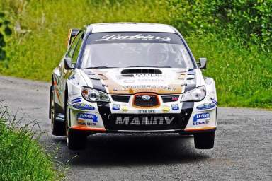 Manus Kelly and Donall Barrett on Their Way to winning the 2016 Joule Donegal International Rally.
